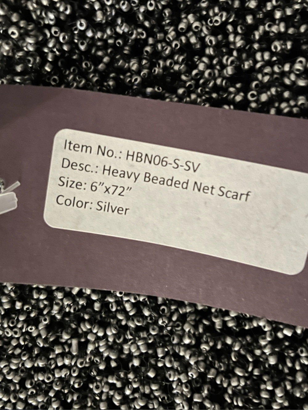 Sabira NWT silver/ black stretch metal beaded scarf Received